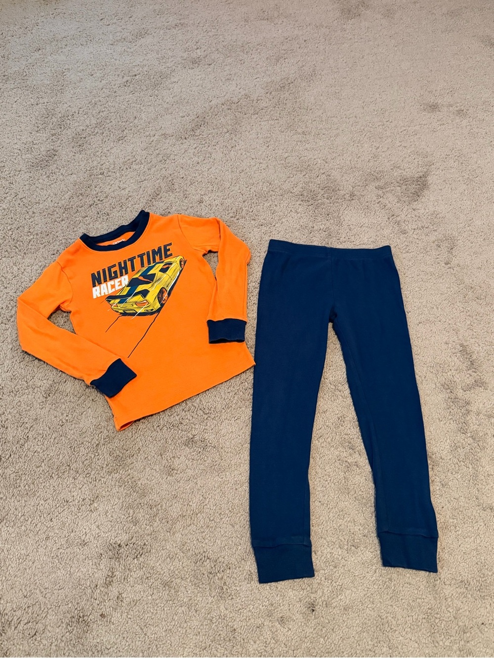 Carter's Orange & Navy 'Nighttime Racer' Kids Pajama Set
